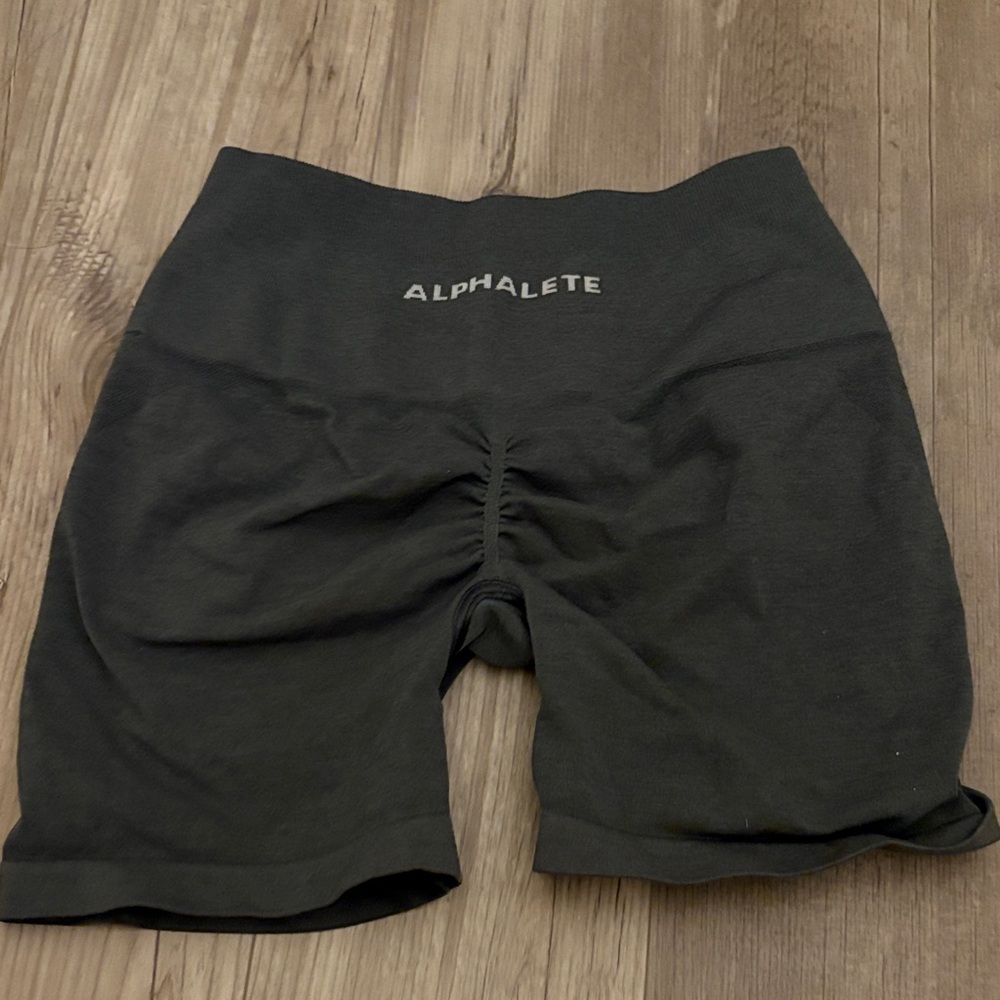 Alphalete Black High-Waist Bike Shorts with Center Ruche